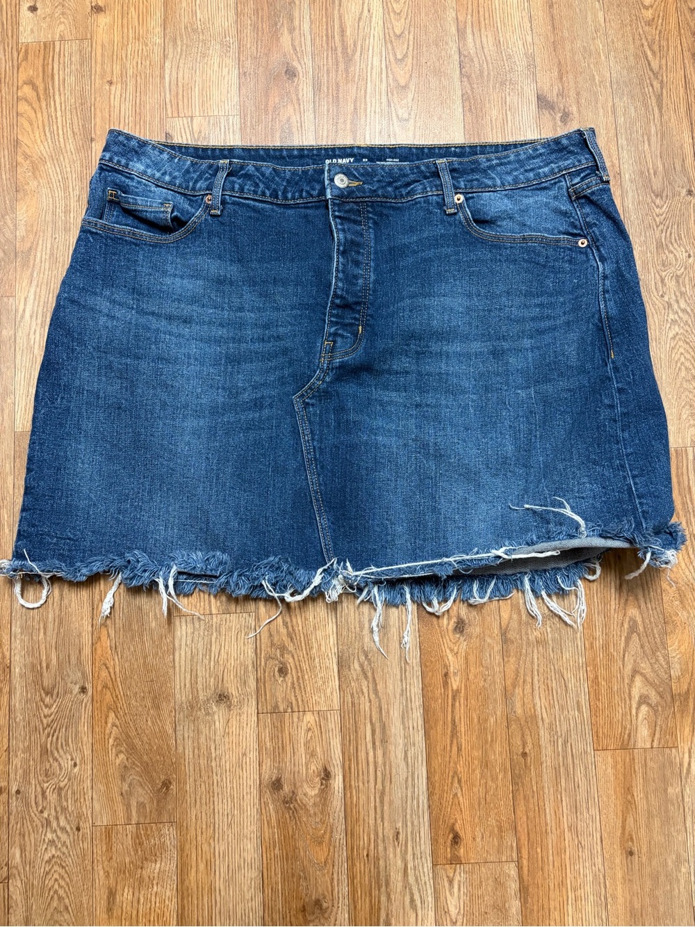 Old Navy Dark Blue Distressed Denim Mini Skirt